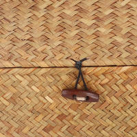 Cesta de estante de almacenamiento hecha a mano con tapa, organizador de maquillaje tejido de ratán Rectangular, contenedor multiusos, caja Natural - details 7