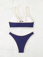 2025 Nuevo color bloqueado cuello colgante sexy mujer playa traje de baño bikini conjunto - details 6