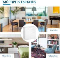 Aparador Armario de Cocina con 2 Puertas Buffet de Salón con 2 Cajones Estante Ajustable Estilo Moderno para Comedor 106x35x76cm Blanco Brillante - details 14