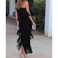 Vestidos asimétricos con flecos en los hombros, moda entre las mujeres - details 2