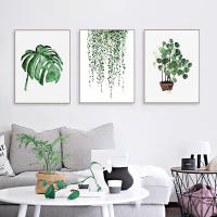 Póster de Plantas Estilo Escandinavo con Hojas Verdes Decoración Moderna para Sala de Estar Arte de Pared en Forma de Pintura Interior - details 2