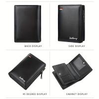 Baellerry-cartera corta de cuero PU con cremallera para hombre, monedero Vintage de gran capacidad, tarjetero - details 3