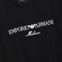 Camiseta Deportiva de Algodón Puro para Hombres Cuello Redondo, Estampado de Logo Delantero, Estilo Básico Casual para el Verano - details 2