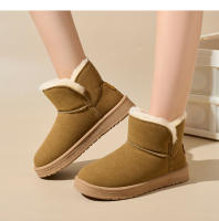 Botas de nieve zapatos casuales de algodón de cachemira de color sólido para mujer botas de algodón térmicas gruesas apiladas - details 13
