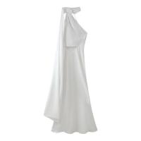 BUNO-Vestido de fiesta con cinta de raso y cuello Halter para mujer, vestidos elegantes sin espalda y con hombros descubiertos, batas lisas para primavera 2025 - details 19