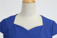 Vestido de fiesta de verano para mujer con cuello cuadrado sólido y cinturón - details 42