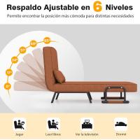 Sofá Cama Convertible Silla de Dormir Individual Tri-Fold con Respaldo Ajustable de 6 Posiciones, Cojín Desmontable y Asiento Tapizado Estructura Metálica Plegable (Azul) - details 44