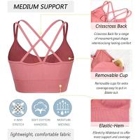 1 unidad de sujetadores deportivos de algodón para mujer, Sujetador deportivo liso con realce para trotar, gimnasio, Sujetador deportivo para mujer, ropa interior para chica, Fitness, correr, Yoga, Top deportivo - details 1