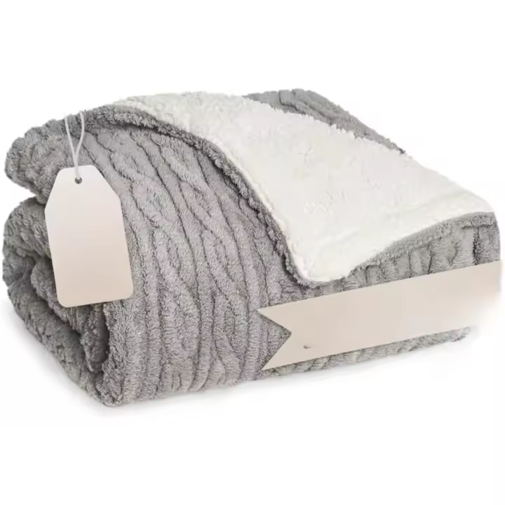 Manta de Sofá Blumtal Manta Diseño de Punto Trenzado Certificado Oeko-Tex - 1
