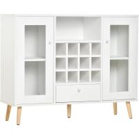 Botellero Cajón Estante Abierto 2 s Puertas Cristal Morno Comedor 100x33x80 cm Blanco - details 0