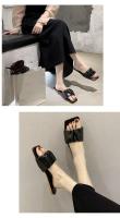 Zapatillas de Playa para Mujer Verano Pantuflas de Cabeza Cuadrada Abierta con Tacón Plano - details 7