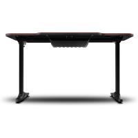 Mesa Gaming con Tablero con Acabado en Fibra de Carbono Cubierto por una Alfombrilla Full Size, Soporte para Tazas y Auriculares, Patas Regulables, Color Negro - details 10