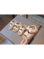 Sandalias de estilo bordado para niñas, zapatos de playa con punta abierta, informales, versátiles, planos de princesa con lazo, Verano - details 2