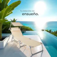 Tumbona Jardín Exterior de Acero, Tumbona Plegable con Reposacabezas, Parasol y Bolsillo Lateral, Tumbona Playa Reclinable 6 Posiciones, Tumbona Piscina Resistente a Intemperie - Gris - details 9