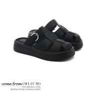 Sandalias retro hueco bolsa cabeza zapatillas nuevas versátiles ligeras casuales de mujer tipo muffin playa media fregona - details 7