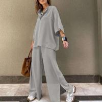 Conjunto de Dos Piezas de Algodón Vintage Pantalones de Pierna Ancha Casuales para Mujeres - details 4
