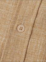 2024 Camisas de algodón para hombres, ropa de calle con textura de lino sólido, blusas de manga corta de verano, tops casuales con bolsillo frontal - details 9