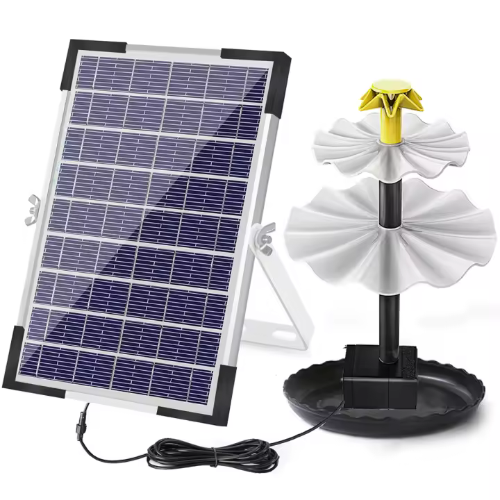 Bomba de Fuente Solar de 6W con 12 luces LED 9 boquillas bomba de fuente de agua alimentada por energía Solar para Baño de aves jardín estanque piscina, pecera - 1