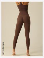 Pantalones largos ajustados de Yoga para mujer, mallas para correr a la moda, color melocotón móvil - details 10