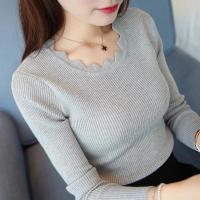 Suéter informal liso para mujer, jersey blanco ajustado de punto, Tops de manga larga, jersey con cuello de mariposa para otoño e invierno de Corea para mujer - details 1