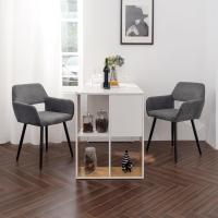 Juego de 2 Sillas de Comedor Vintage Retro Tapizadas en Gamuza con Reposabrazos y Patas Metálicas para Cocina/Salón - details 25