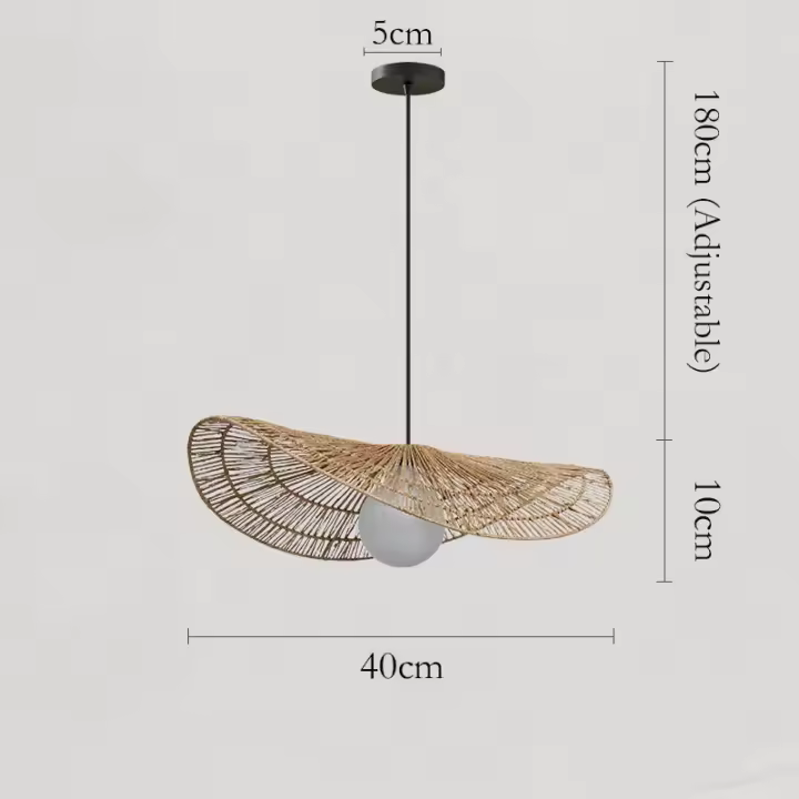 Wabi Sabi-Lámpara de ratán tejida a mano de estilo japonés, candelabro creativo para comedor, dormitorio y sala de estar - 1