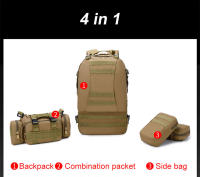 Mochila de senderismo 4 en 1 de 50l para hombre, bolsa de asalto multifuncional impermeable, desmontable, para exteriores - details 1