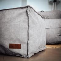 Reposapiés Salon de Lujo - [50x40x30 cm] Sofá Puf de Diseño con Relleno Incluido para Escritorio u Oficina - Taburete Bean Bag Silla Grande en Cuero Sintético Beige - details 42