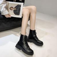 Botas Martin de tacón bajo con punta redonda para mujer, Botines de cuero con cordones delanteros, talla grande, Otoño e Invierno - details 8