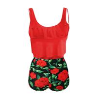 Conjuntos de dos piezas sexys para mujer, trajes de baño con volantes, ropa de playa estampada, conjunto de Bikini de cintura alta, trajes de baño Tankini con realce - details 8