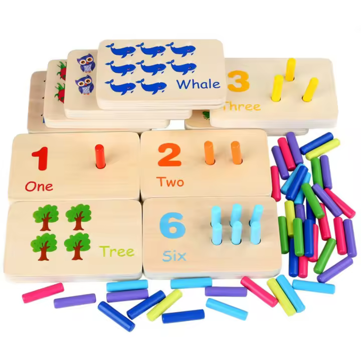 Juguete de Tablero de Pegas Montessori Juguete de Matemáticas de Madera para Niños Pequeños - 1