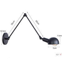 Lámpara de pared de Robot oscilante de doble brazo largo, candelabro de Metal Industrial Vintage, estilo Retro, L20/L30/l40 cm, negro, iluminación del hogar - details 8