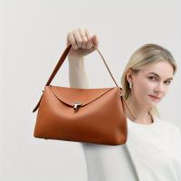 Bolso de Mano de Textura de Lychee Gran Capacidad, Cierre de Cremallera, Correa Ajustable, Diseño Minimalista Moderno, Detalles de Borde de Aceite - details 3