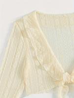 Conjunto de Bikini de 4 Piezas con Cuello Halter en Forma de V: Traje de Baño Elegante para Mujer con Triángulo de Corte Alto y Camisa de Manga Larga Accesorio de Moda - details 3