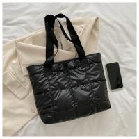 Moda señoras Tote bolsos de gran capacidad de algodón acolchado bolsa de compras rombo bolso portátil acolchado sólido para viajes de ocio - details 23
