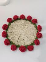 Kit de posavasos de ramo de rosas tejido a manodiyManteles individuales terminados - details 2