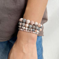 Pulsera de Piedra Mineral Zebra Rosa Frostada Natural Hecha a Mano Joyería de Meditación de Yoga - details 11