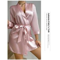 Pijamas de verano para mujer, estilo europeo y americano, delantal de gasa, albornoz sexy, vestido tejido a mano de seda helada. - details 5