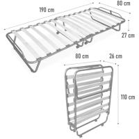 Cama Plegable Práctica y Funcional 80 x 190 cm con Almohada Estructura de Metal con 4 Ruedas - details 2