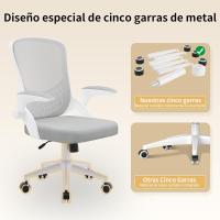 Silla de Escritorio Ergonómica con Soporte Lumbar Altura Ajustable, Reposabrazos Abatible, Para Oficina en Casa Gris - details 15