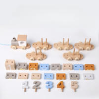 Tren pequeño Digital de juguete de madera para niños, rompecabezas de ensamblaje de bloques de construcción magnéticos para regalos de cumpleaños - details 9