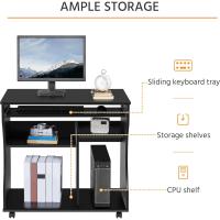 Mesa de Escritorio con Ruedas Escritorio de Oficina Extraíble con Estantería para PC Impresora - details 13