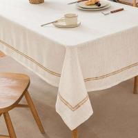 Inyahome - Manteles de algodón blanco de alta calidad, manteles de lino suave para fiestas, cafetería y cocina, elegante Navidad - details 2