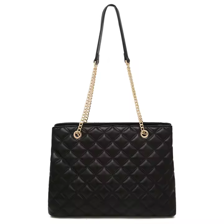 FOXER bolso de hombro con cadena de cuero PU para mujer, bolso para axilas, bolso a cuadros simple a la moda - 1