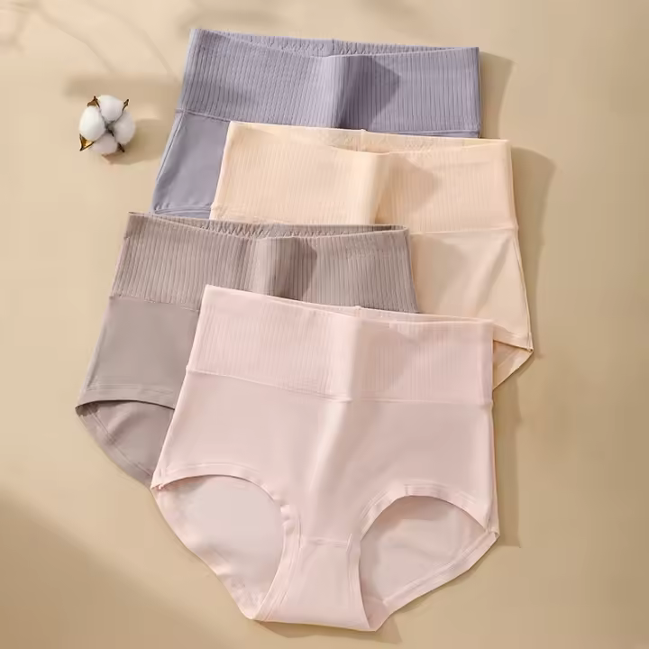 Bragas de algodón de cintura alta para mujeres talla grande M-5XL 4Pcs ropa interior femenina transpirable sexy lencería sin costuras instrucciones de cuidado de tela lavado a mano - 1