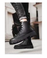 Botas de cuero de cocina para hombre de otoño, zapatos deportivos informales para Chef, a la moda, diseño Martin, negro, impermeables y antideslizantes - details 14