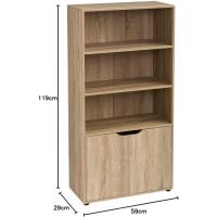 Mueble de Almacenamiento de Madera Natural Puerta Abierta, Compartimentos Organizados, 120x29x60 cm para Estudio, Dormitorio, Salón, Oficina y Biblioteca - details 5
