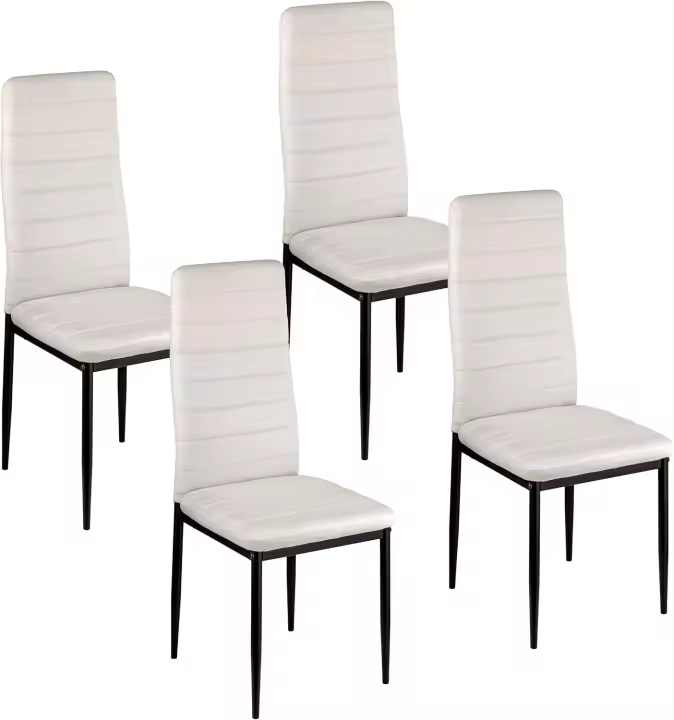 Juegos de 4 Sillas de Comedor con Respaldo Alto y Asiento Ergonómico con Costuras Decorativas, Sillas Elegantes Acolchadas en Piel Sintética con Estructura en Acero, 40X48X96, Gris - 1