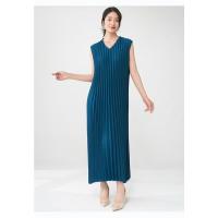 Vestido plisado para mujer, verano, nuevo, suelto, cuello en V, falda de talla grande, temperamento elegante - details 30