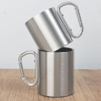Taza de acero inoxidable de 220/300ml, gancho de mosquetón, mango portátil para caminata, taza para acampar, viaje, multifuncional, para acampar al aire libre, 1 Uds. - details 9